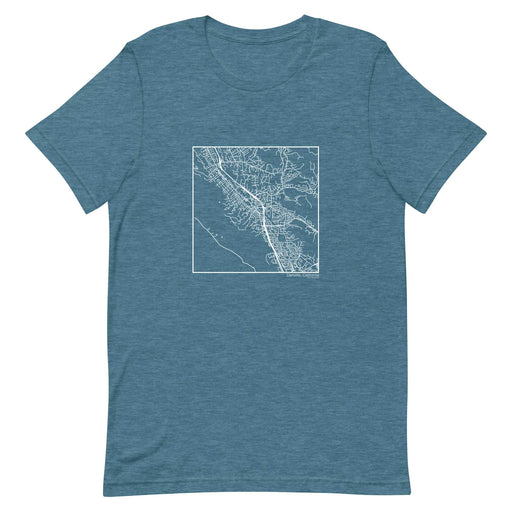 Danville California  Map Unisex T-Shirt with City inscription in Heather Teal