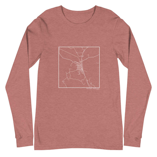 Darrington Washington  Map Unisex Long-Sleeve T-shirt with City inscription in Heather Mauve