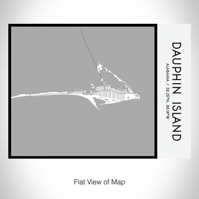 Rendered View of Dauphin Island Alabama Map on 20oz Stainless Steel Insulated Bottle with Bamboo Top with printed classic style map