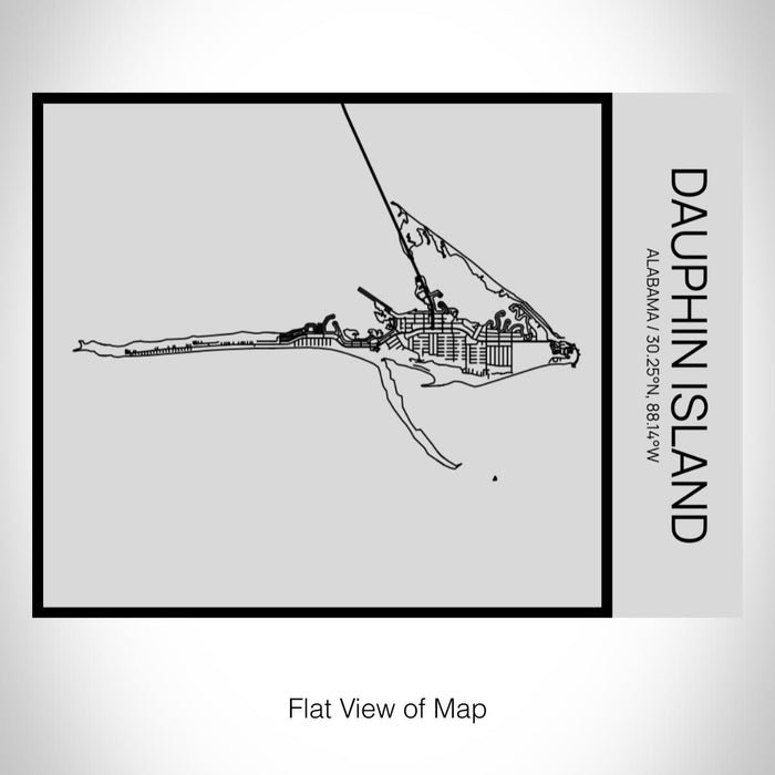 Rendered View of Dauphin Island Alabama Map on 20oz Stainless Steel Insulated Bottle with Bamboo Top with printed Tactile Lines Map in Black