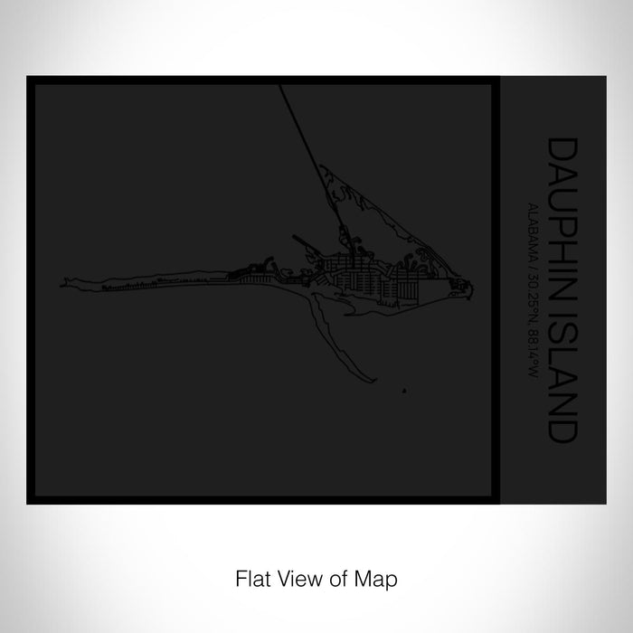 Rendered View of Dauphin Island Alabama Map on 20oz Stainless Steel Insulated Bottle with Bamboo Top in Matte Black with printed Tactile Lines Map in Black