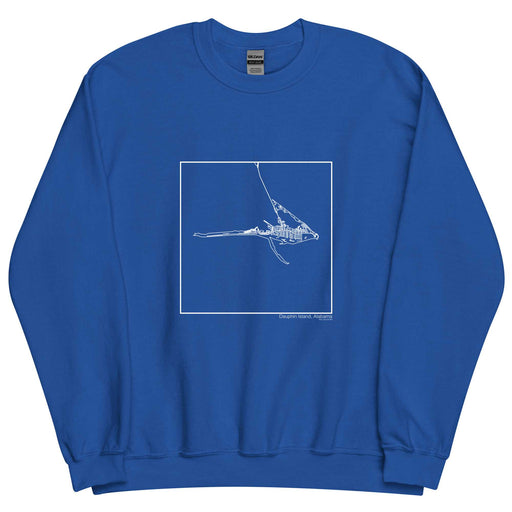 Dauphin Island Alabama  Map Unisex Crewneck Sweater with City inscription in Royal Blue