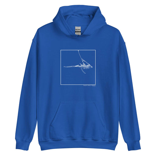 Dauphin Island Alabama  Map Unisex Hoodie Sweater with City inscription in Royal Blue