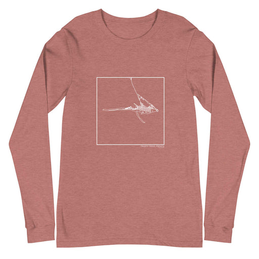 Dauphin Island Alabama  Map Unisex Long-Sleeve T-shirt with City inscription in Heather Mauve