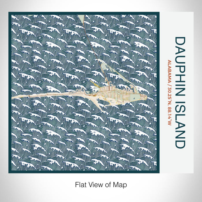 Rendered View of Dauphin Island Alabama Map on 17oz Stainless Steel Insulated Tumbler in Woodblock Map Style