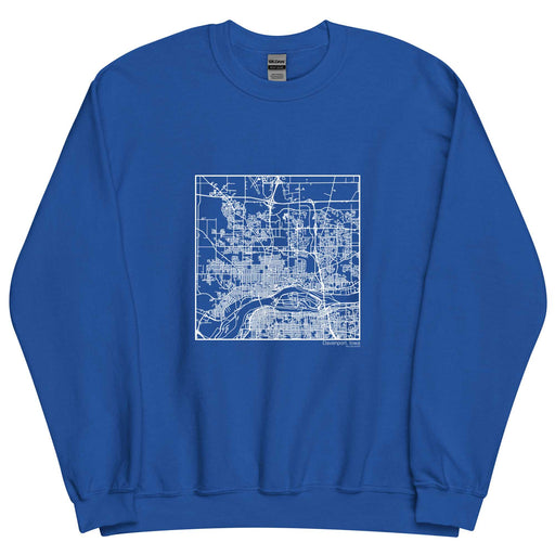 Davenport Iowa  Map Unisex Crewneck Sweater with City inscription in Royal Blue