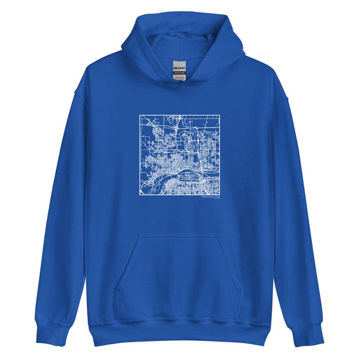 Davenport Iowa  Map Unisex Hoodie Sweater with City inscription in Royal Blue