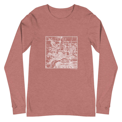 Davenport Iowa  Map Unisex Long-Sleeve T-shirt with City inscription in Heather Mauve