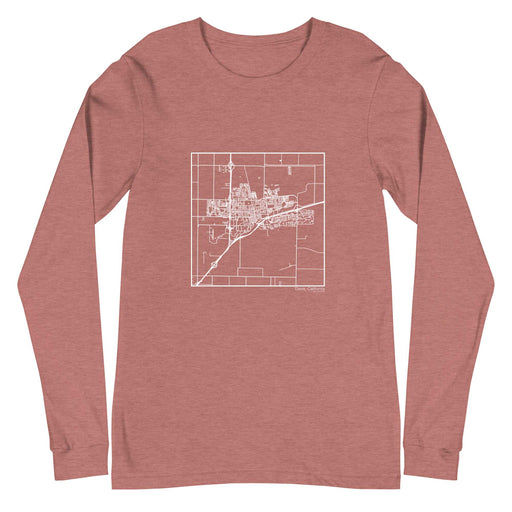 Davis California  Map Unisex Long-Sleeve T-shirt with City inscription in Heather Mauve