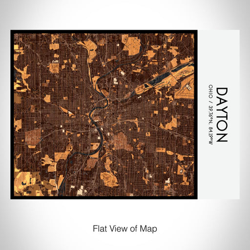 Rendered View of Dayton Ohio Map on 20oz Stainless Steel Insulated Bottle with Bamboo Top with printed ember style map