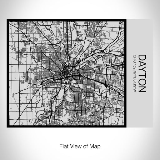 Rendered View of Dayton Ohio Map on 20oz Stainless Steel Insulated Bottle with Bamboo Top with printed Tactile Lines Map in Black