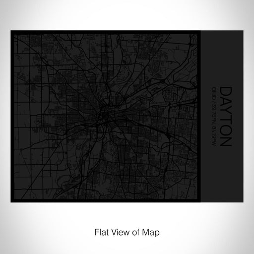 Rendered View of Dayton Ohio Map on 20oz Stainless Steel Insulated Bottle with Bamboo Top in Matte Black with printed Tactile Lines Map in Black