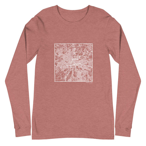 Dayton Ohio  Map Unisex Long-Sleeve T-shirt with City inscription in Heather Mauve
