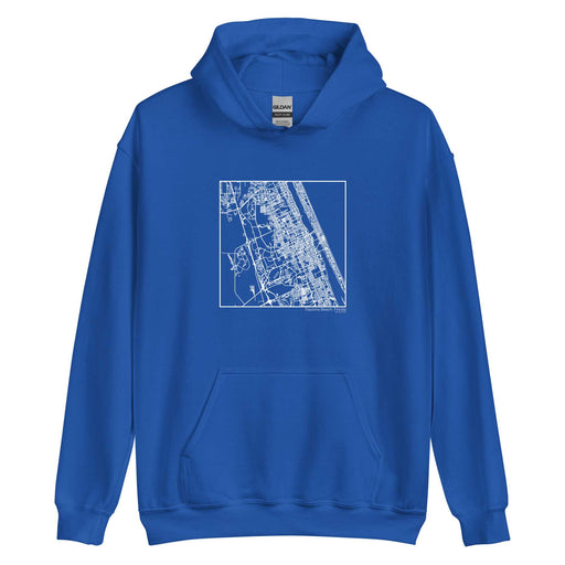 Daytona Beach Florida  Map Unisex Hoodie Sweater with City inscription in Royal Blue