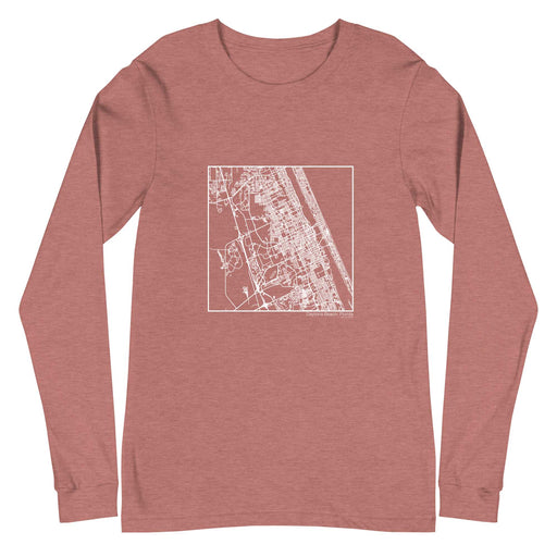 Daytona Beach Florida  Map Unisex Long-Sleeve T-shirt with City inscription in Heather Mauve