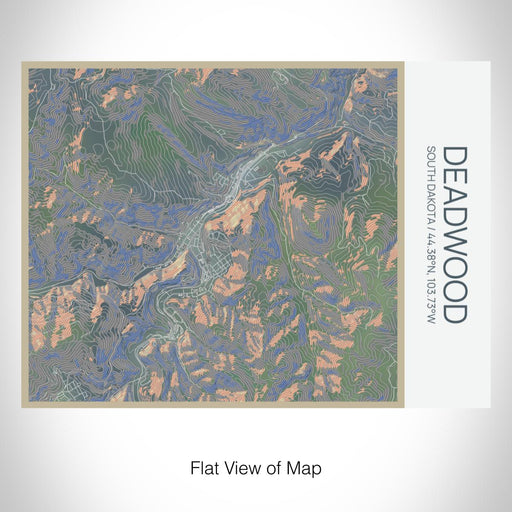 Rendered View of Deadwood South Dakota Map on 20oz Stainless Steel Insulated Bottle with Bamboo Top with printed afternoon style map