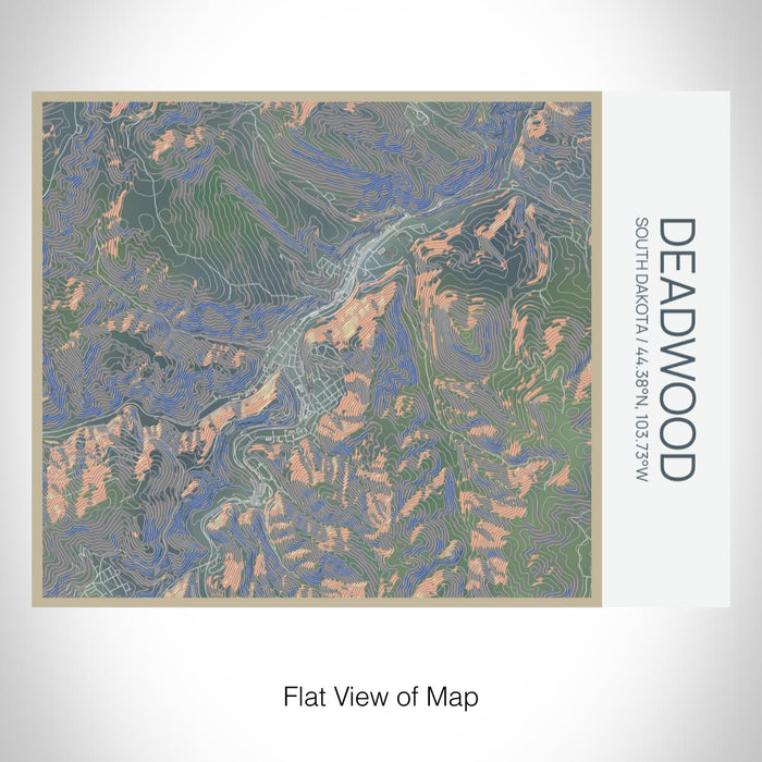 Rendered View of Deadwood South Dakota Map on 20oz Stainless Steel Insulated Bottle with Bamboo Top with printed afternoon style map