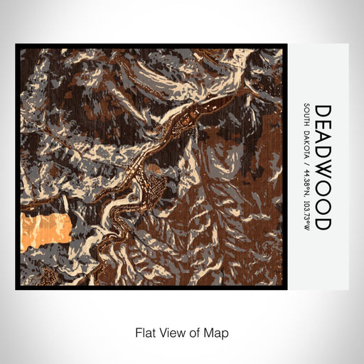 Rendered View of Deadwood South Dakota Map on 20oz Stainless Steel Insulated Bottle with Bamboo Top with printed ember style map