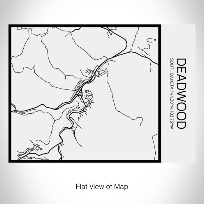 Rendered View of Deadwood South Dakota Map on 20oz Stainless Steel Insulated Bottle with Bamboo Top in Matte White with printed Tactile Lines Map in Black