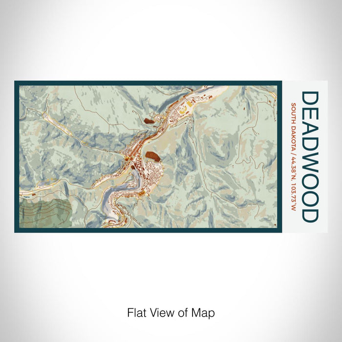Rendered View of Deadwood South Dakota Map on 17oz Stainless Steel Insulated Bottle with printed woodblock style map