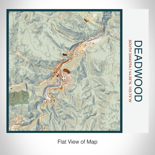 Rendered View of Deadwood South Dakota Map on 17oz Stainless Steel Insulated Tumbler in Woodblock Map Style