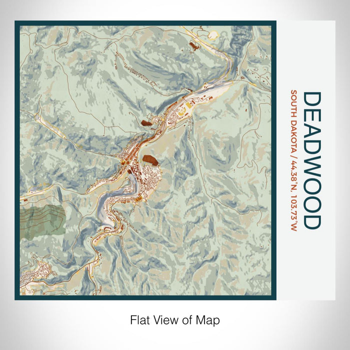 Rendered View of Deadwood South Dakota Map on 17oz Stainless Steel Insulated Tumbler in Woodblock Map Style