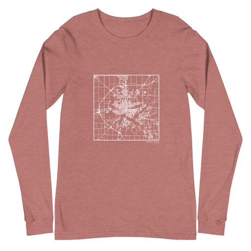 Decatur Illinois  Map Unisex Long-Sleeve T-shirt with City inscription in Heather Mauve