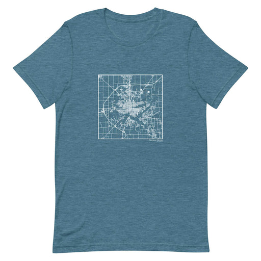 Decatur Illinois  Map Unisex T-Shirt with City inscription in Heather Teal