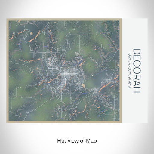 Rendered View of Decorah Iowa Map on 20oz Stainless Steel Insulated Bottle with Bamboo Top with printed afternoon style map