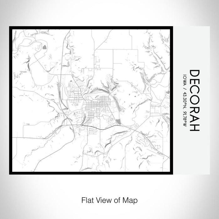 Rendered View of Decorah Iowa Map on 20oz Stainless Steel Insulated Bottle with Bamboo Top with printed classic style map