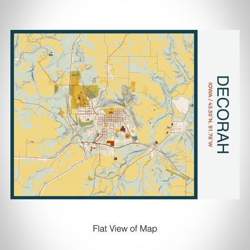 Rendered View of Decorah Iowa Map on 20oz Stainless Steel Insulated Bottle with Bamboo Top with printed woodblock style map