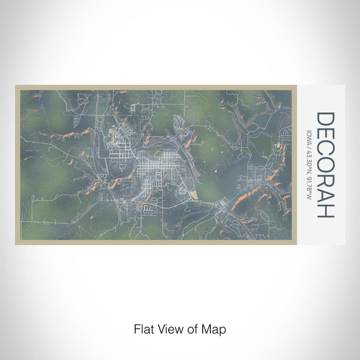 Rendered View of Decorah Iowa Map on 17oz Stainless Steel Insulated Bottle with printed afternoon style map