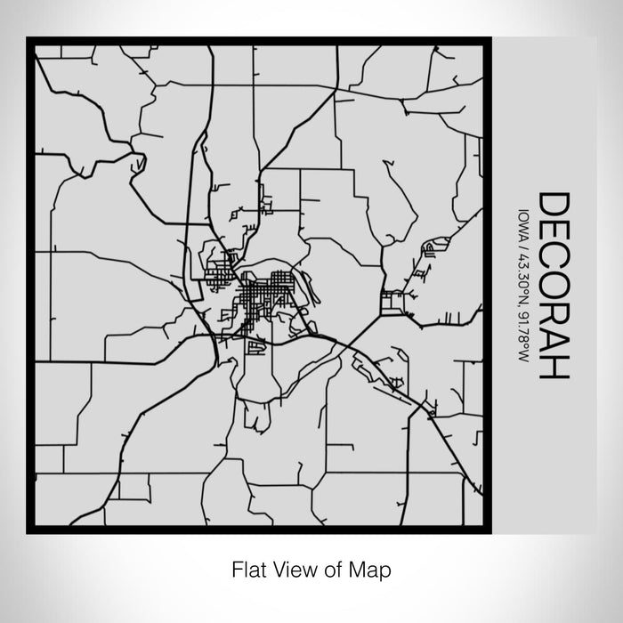 Rendered View of Decorah Iowa Map on 17oz Stainless Steel Insulated Tumbler in Tactile Lines with Succulent in Background
