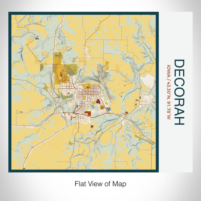 Rendered View of Decorah Iowa Map on 17oz Stainless Steel Insulated Tumbler in Woodblock Map Style