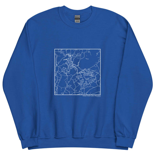 Deep Creek Lake Maryland  Map Unisex Crewneck Sweater with City inscription in Royal Blue