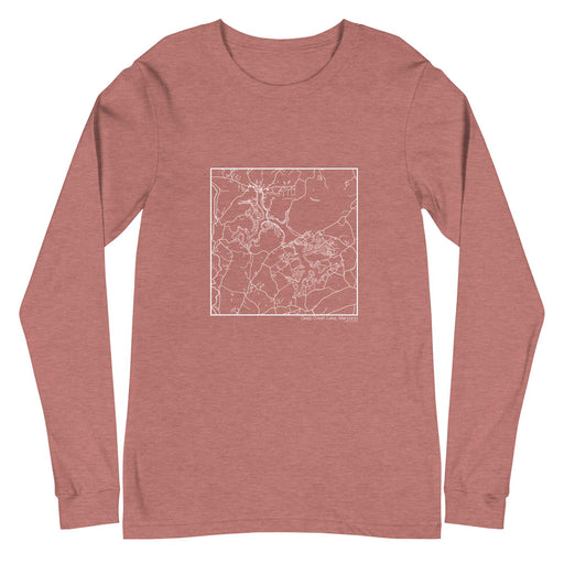 Deep Creek Lake Maryland  Map Unisex Long-Sleeve T-shirt with City inscription in Heather Mauve