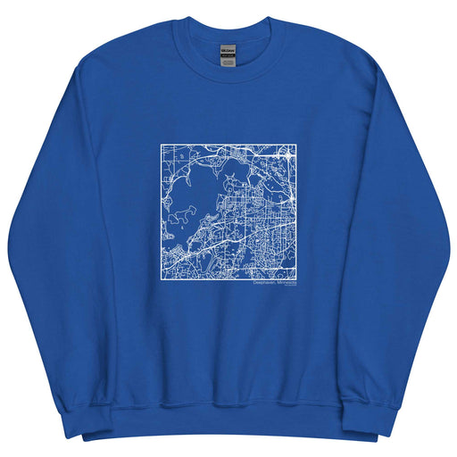 Deephaven Minnesota  Map Unisex Crewneck Sweater with City inscription in Royal Blue