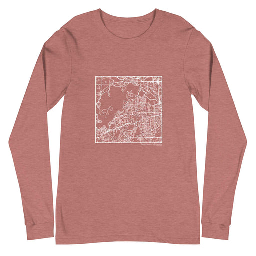 Deephaven Minnesota  Map Unisex Long-Sleeve T-shirt with City inscription in Heather Mauve