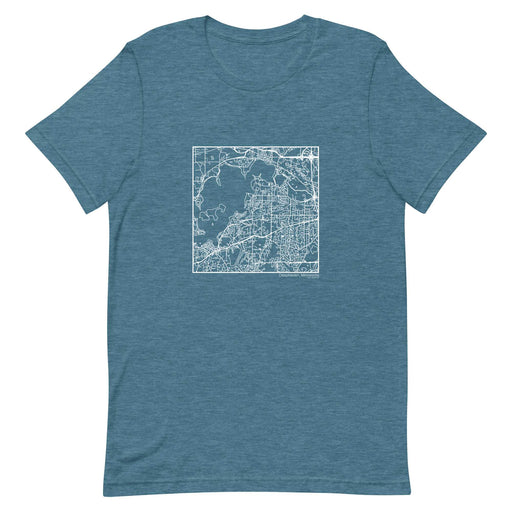 Deephaven Minnesota  Map Unisex T-Shirt with City inscription in Heather Teal
