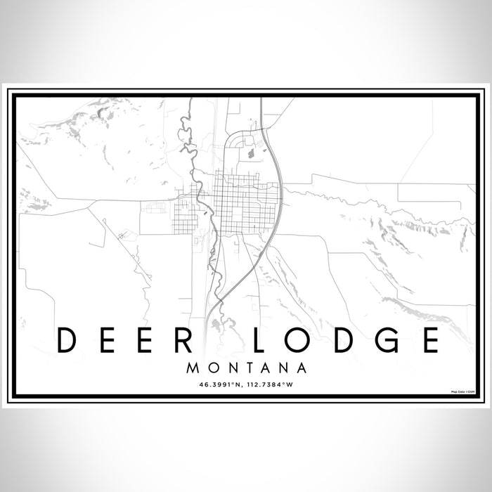 Deer Lodge Montana Map Print Landscape Orientation in Classic Style With Shaded Background
