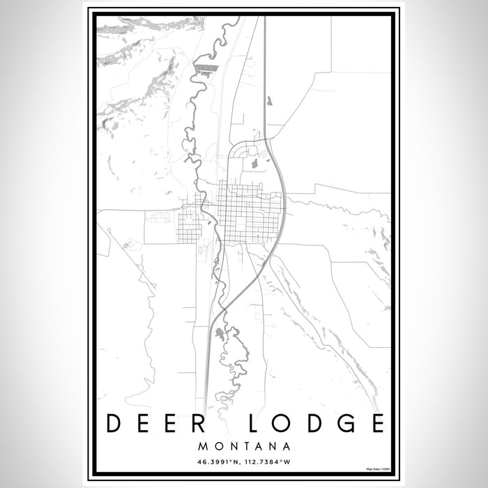 Deer Lodge Montana Map Print Portrait Orientation in Classic Style With Shaded Background