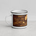 Left View Custom Deer Lodge Montana Map Enamel Mug in Ember