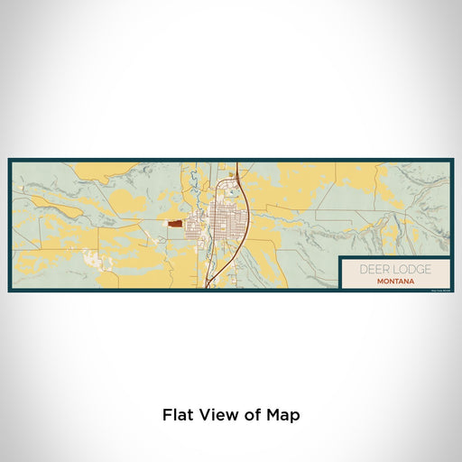 Flat View of Map Custom Deer Lodge Montana Map Enamel Mug in Woodblock