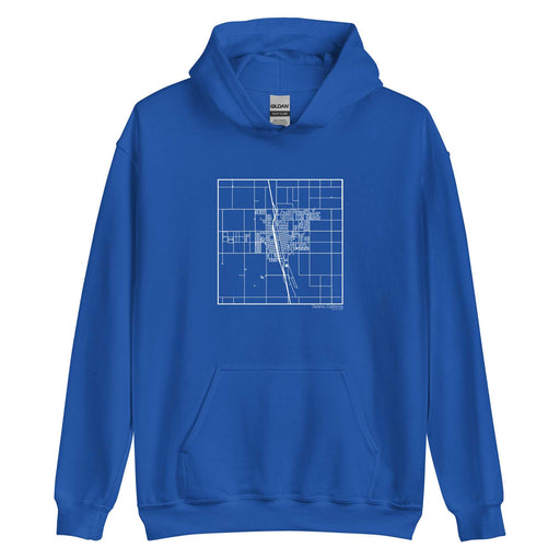 Delano California  Map Unisex Hoodie Sweater with City inscription in Royal Blue