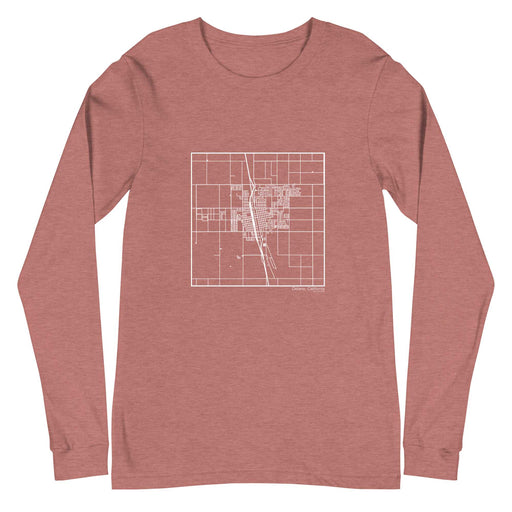 Delano California  Map Unisex Long-Sleeve T-shirt with City inscription in Heather Mauve