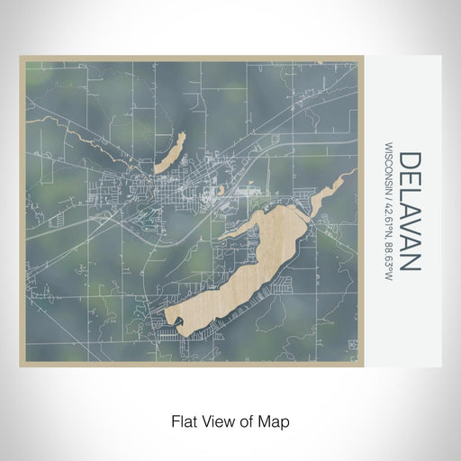 Rendered View of Delavan Wisconsin Map on 20oz Stainless Steel Insulated Bottle with Bamboo Top with printed afternoon style map