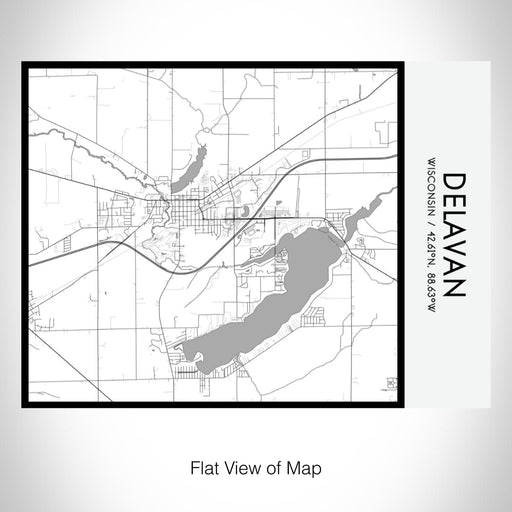 Rendered View of Delavan Wisconsin Map on 20oz Stainless Steel Insulated Bottle with Bamboo Top with printed classic style map