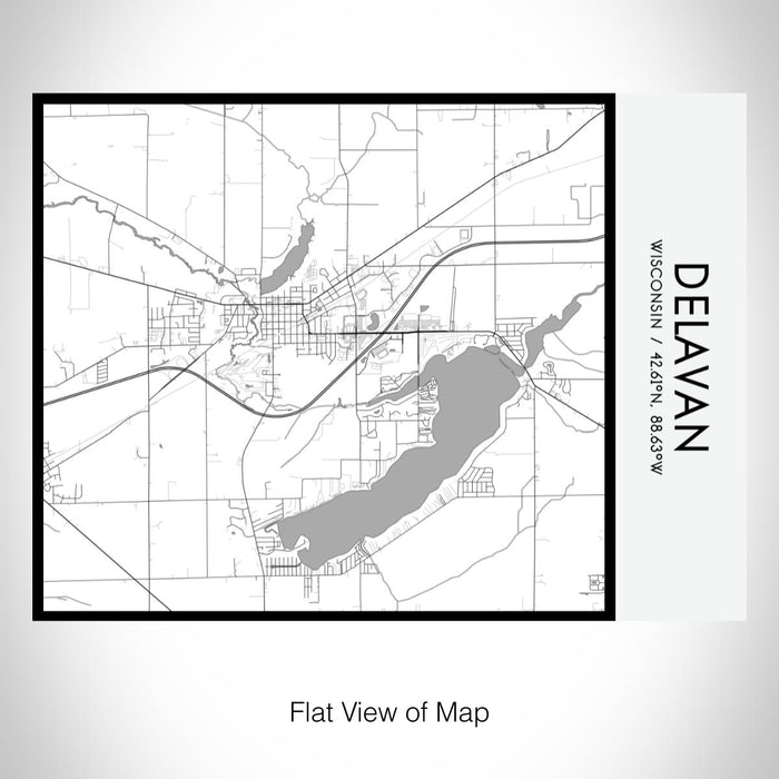 Rendered View of Delavan Wisconsin Map on 20oz Stainless Steel Insulated Bottle with Bamboo Top with printed classic style map