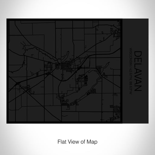 Rendered View of Delavan Wisconsin Map on 20oz Stainless Steel Insulated Bottle with Bamboo Top in Matte Black with printed Tactile Lines Map in Black