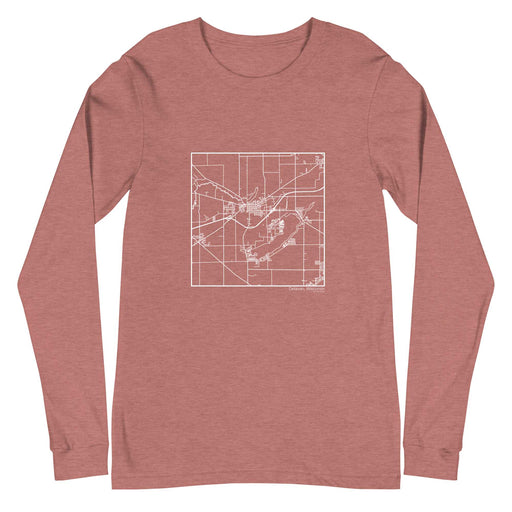 Delavan Wisconsin  Map Unisex Long-Sleeve T-shirt with City inscription in Heather Mauve